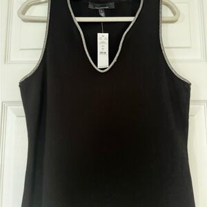 White House Black Market Black Tank with Silver Accents